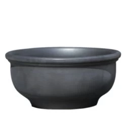Garten Pflanzschale Aus Steinzeug - Rund - Frostsicher - Anthrazit - Pleione Niger