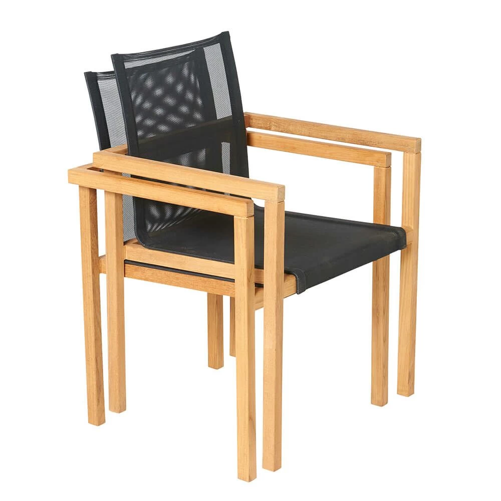 Garten Stapelstuhl Aus Teakholz & Kunststoffgewebe - Ethan Stapelstuhl 2 Garten Stapelstuhl Aus Teakholz & Kunststoffgewebe - Ethan Stapelstuhl – Bild 2