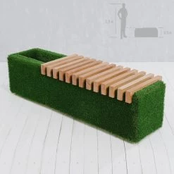 Gartenbank Mit Kasten - Holz, GFK & Kunstrasen - Grün - Feodor