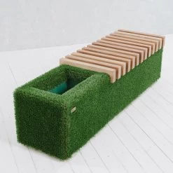 Gartenbank Mit Kasten - Holz, GFK & Kunstrasen - Grün - Feodor -Gartenwelt Geschaft gartenbank mit kasten holz gfk kunstrasen gruen feodor4