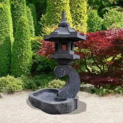 Gartenlaterne Mit Vogelbad Naturstein - Hadano