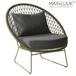 Gartenlounge Sessel Aus Alu & Seil Mit Kissen - Max&Luuk - Nora Loungesessel