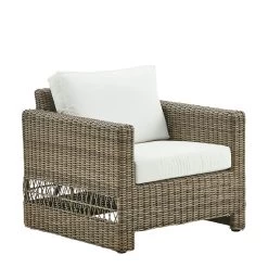 Geflochtener Lounge Sessel Aus Aluminium Und Polyrattan In Antikgrau - Loungesessel Joana