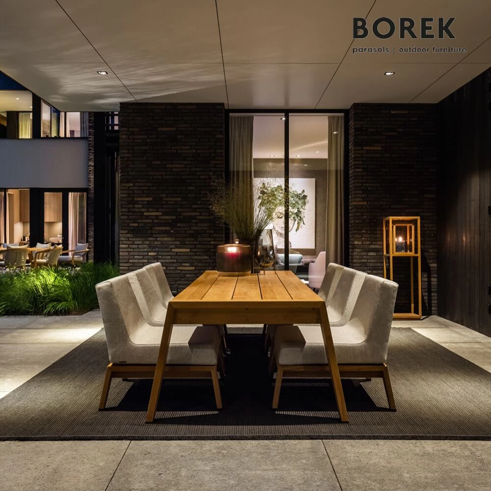 Gepolsterter Gartenstuhl Aus Teakholz Mit Rollen - Borek - Hybrid Stuhl 4 Gepolsterter Gartenstuhl Aus Teakholz Mit Rollen - Borek - Hybrid Stuhl – Bild 4