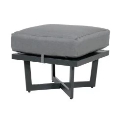 Grauer Alu-Loungehocker Mit Kissen - Gartenhocker Briun