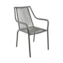 Grauer Alu Stapelstuhl Mit Seilbespannung - Stapelstuhl Hima