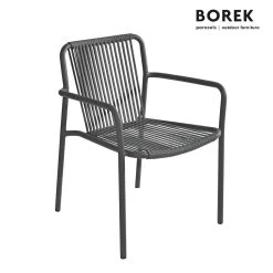 Grauer Borek Stapelstuhl Aus Aluminium Mit Armlehnen - Frias Stapelstuhl