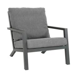 Grauer Gartensessel Aus Aluminium Mit Kissen - Loungestuhl Muran