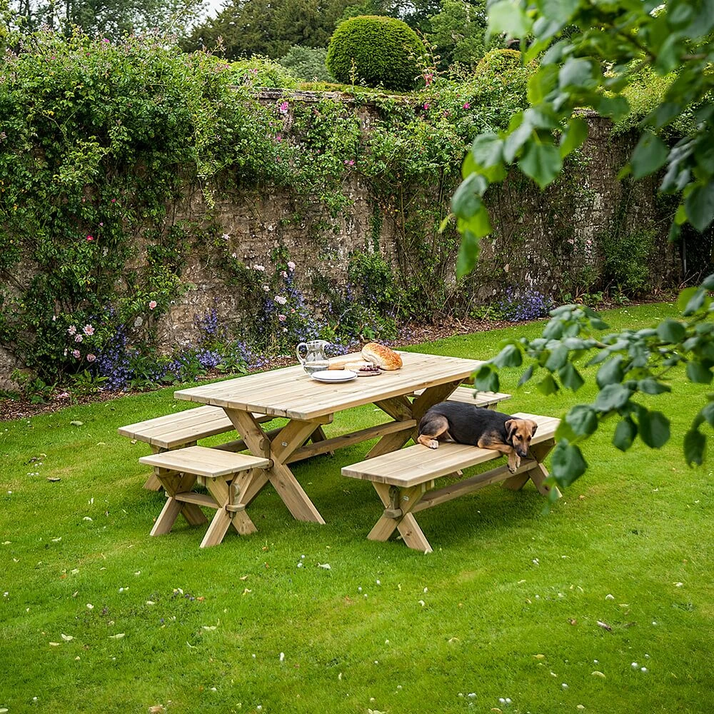 Große 4-Sitzer Gartenbank Ohne Rückenlehne - Kiefernholz - Harvey 4-Sitzer Bank 2 Große 4-Sitzer Gartenbank Ohne Rückenlehne - Kiefernholz - Harvey 4-Sitzer Bank – Bild 2