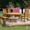 Großer Gartentisch Mit Sitzbänken Und Ritter Stühlen Aus Holz - Sitzgarnitur