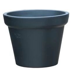 Großes Pflanzgefäß Aus Steinzeug - Anthrazit - Frostsicher - Rund - Xanthe Niger