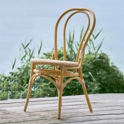 Hellbrauner Gartenstuhl Aus Aluminium Und Wetterfesten Rattan - Gartenstuhl Jonte