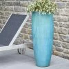 Hohe Gartenvase Aus Keramik - Rund - Ocean Blue - Otirando