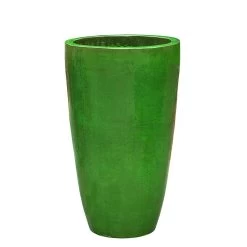 Hohe Pflanzvase Aus Glasierter Keramik - Grün - Gerando