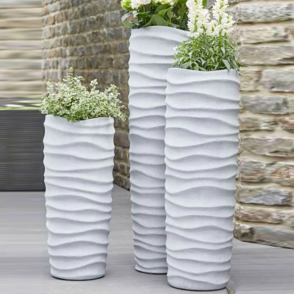 Hohes Garten Pflanzgefäß In Zement Optik - Polystone - Mombaldone 1 Hohes Garten Pflanzgefäß In Zement Optik - Polystone - Mombaldone