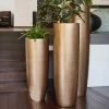 Indoor Pflanzvase Aus Polystone - Bronze - Mit Einsatz - Rund - Teodros