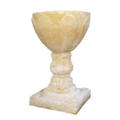 Kelchartiges Pflanzgefäß Mit Sockel Aus Steinguss - Kariri