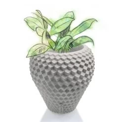 Klassischer Blumentopf Mit Modernem Muster Aus Beton - Mirono -Gartenwelt Geschaft klassischer blumentopf mit modernem muster aus beton mirono3