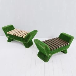 Kleine Gartenbank - Holz, GFK & Kunstrasen - Topiary - Fenke -Gartenwelt Geschaft kleine gartenbank holz gfk kunstrasen topiary fenke6