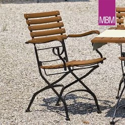 Landhaus Stil Gartenstuhl Aus Schmiedeeisen & Resysta - MBM - Klappbar - Sessel Brazil