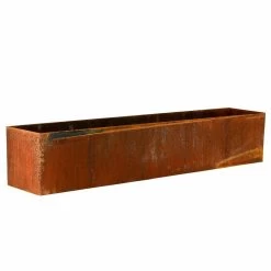 Langer Outdoor Pflanztrog Aus Eisen - Rostoptik - Wendekan