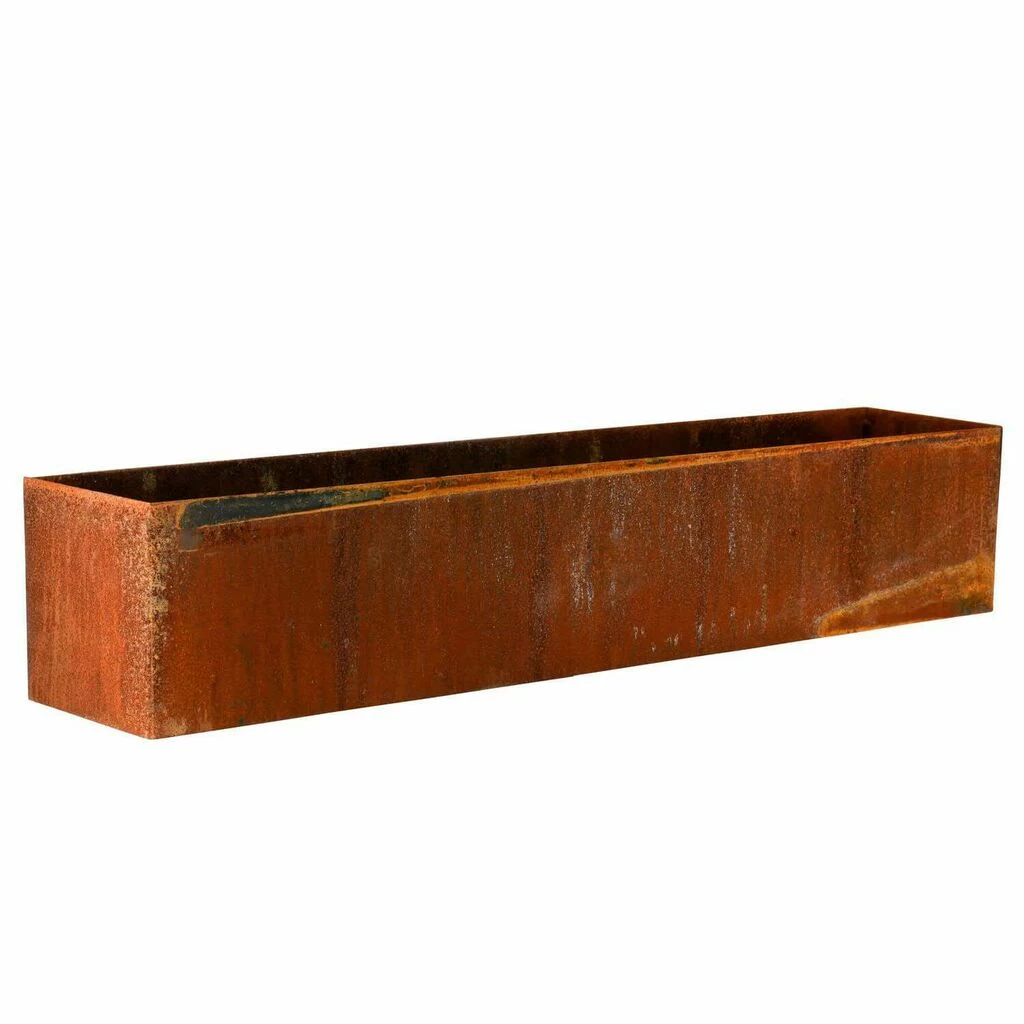 Langer Outdoor Pflanztrog Aus Eisen - Rostoptik - Wendekan 1 Langer Outdoor Pflanztrog Aus Eisen - Rostoptik - Wendekan