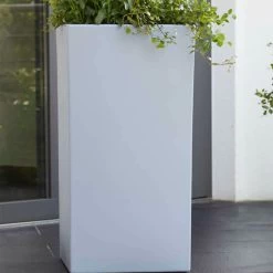 Leichte Outdoor Pflanzvase Aus Kunststoff - Eckig - Grau - UV-Beständig - Ira