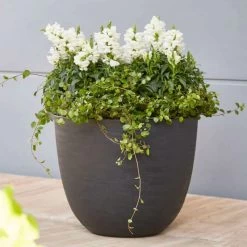 Leichter Pflanzkübel Aus Kunststoff - Anthrazit - Rund - UV-Beständig - Kaimana