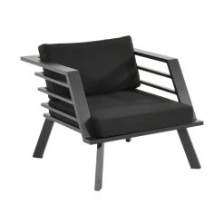 Loungesessel Aus Aluminium Mit Schwarzem Polster - Loungestuhl Porin