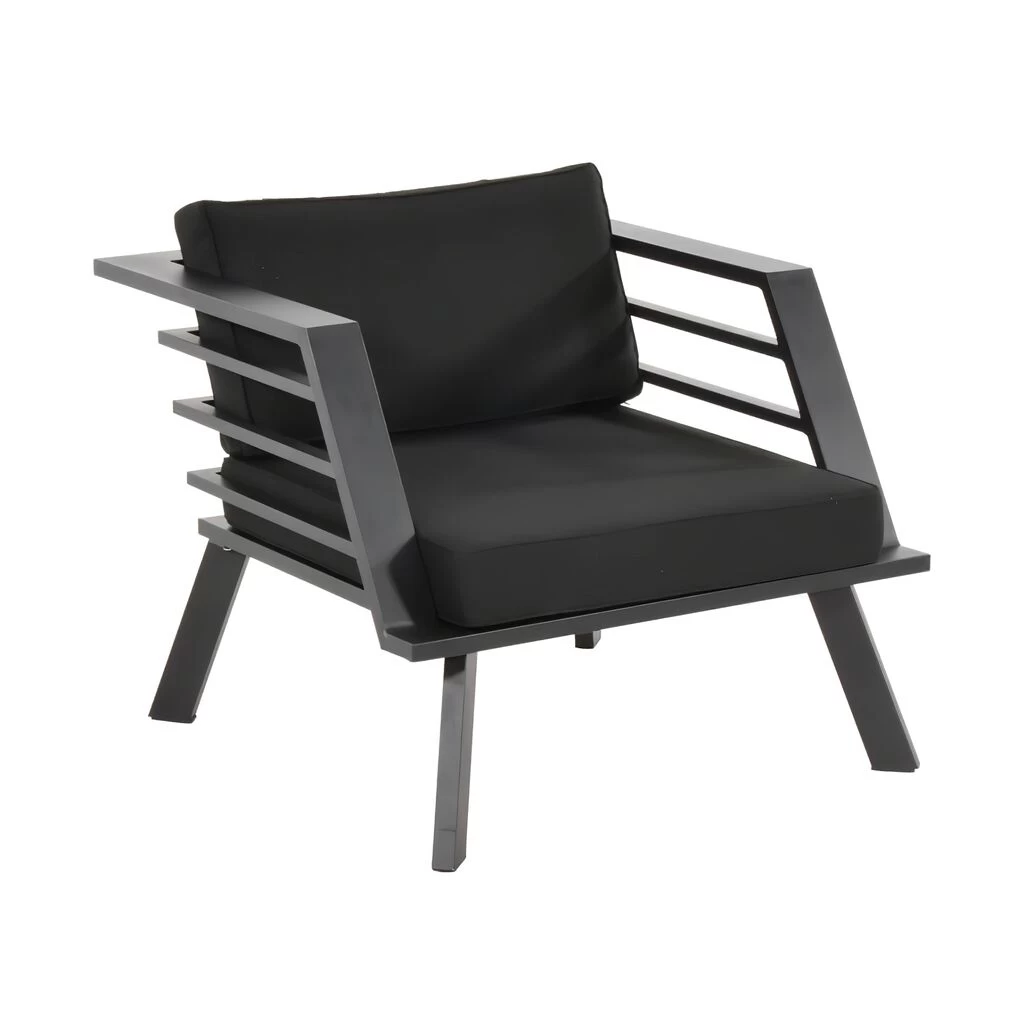 Loungesessel Aus Aluminium Mit Schwarzem Polster - Loungestuhl Porin 1 Loungesessel Aus Aluminium Mit Schwarzem Polster - Loungestuhl Porin