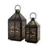 Metall Gartenlaterne Gold & Schwarz Mit Bild - Set - Laterne Ombro