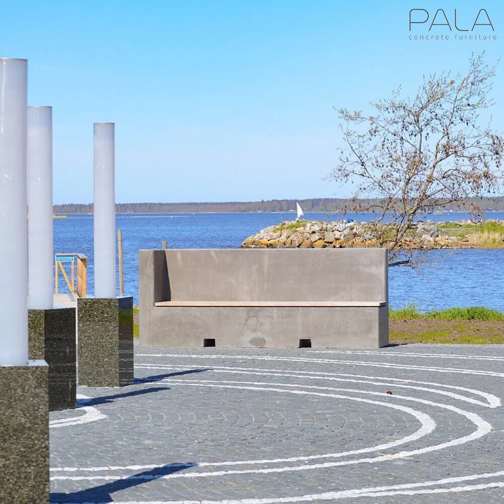 Moderne Bank Aus Beton Für Die Park- Oder Stadtgestaltung - Helmi 2 Moderne Bank Aus Beton Für Die Park- Oder Stadtgestaltung - Helmi – Bild 2