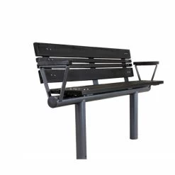 Moderne Bank Mit Armlehne Aus Metall Und Holz Für Den Außenbereich - Fenno