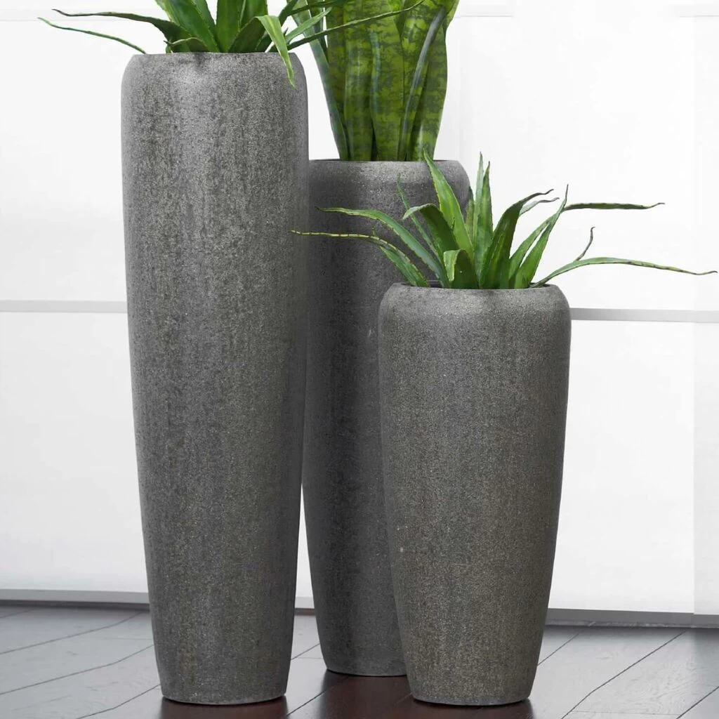 Moderne Garten Pflanzvase Aus Polystone In Grau - Rango 1 Moderne Garten Pflanzvase Aus Polystone In Grau - Rango