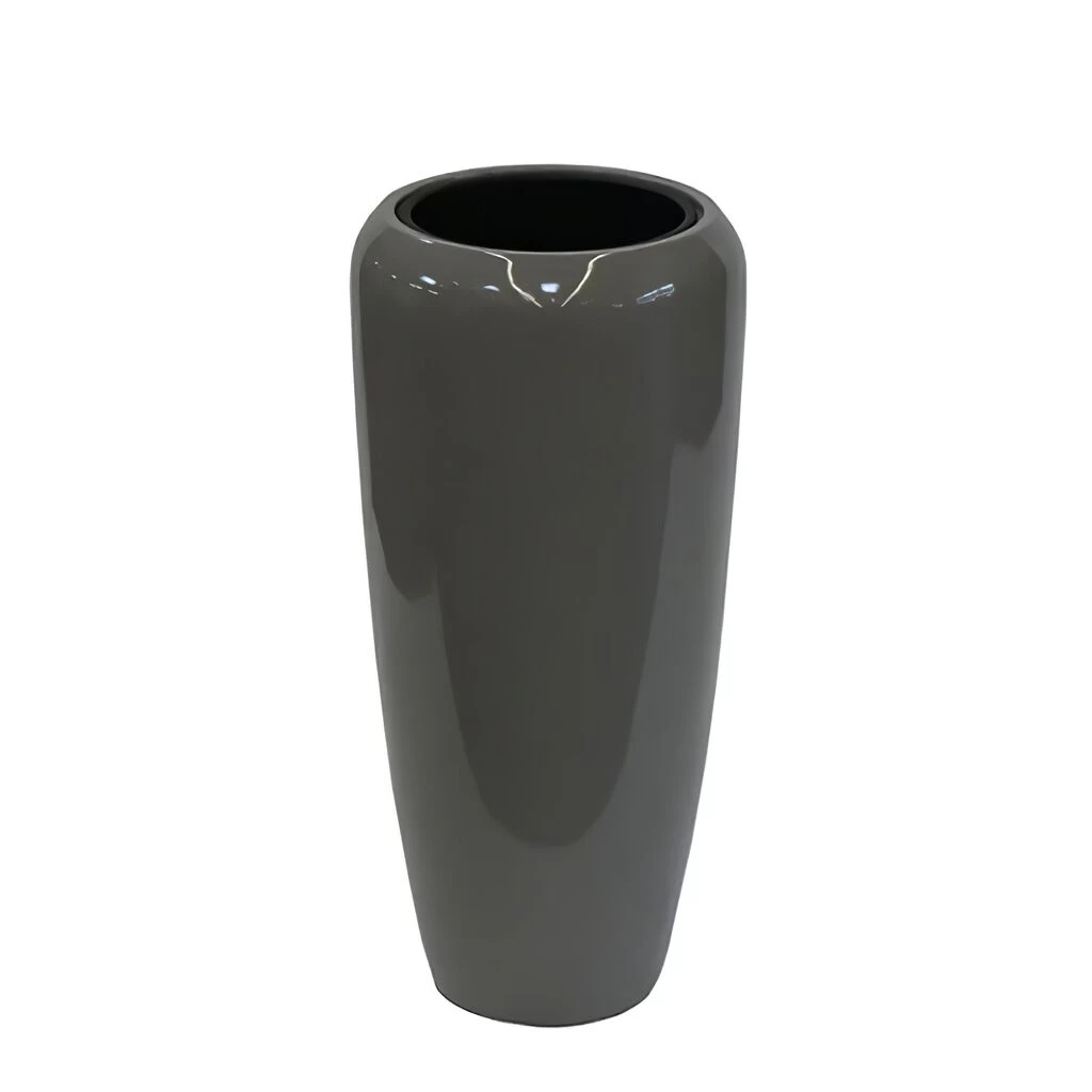 Moderne Garten Pflanzvase - Hochglänzend - Polystone Taupe - Offagna 2 Moderne Garten Pflanzvase - Hochglänzend - Polystone Taupe - Offagna – Bild 2