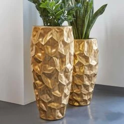 Moderne Indoor Pflanzvase Aus Polystone - Goldfarben - Restandor