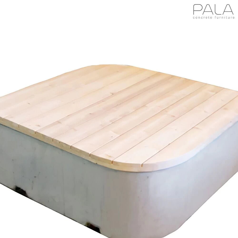 Moderne Outdoor Sitzinsel Aus Beton Und Lärchenholz - Kurvi 2 Moderne Outdoor Sitzinsel Aus Beton Und Lärchenholz - Kurvi – Bild 2