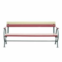 Moderne Parkbank Aus Metall Und Holz Mit Armlehne - Finia