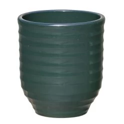 Modernes Pflanzgefäß Aus Steinzeug - Rund - Grün - Frostfest - Ventus Olivum