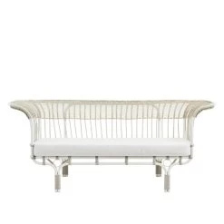 Modernes Weißes Outdoor-Sofa Aus Alu-Rattan - Gartensofa Enna