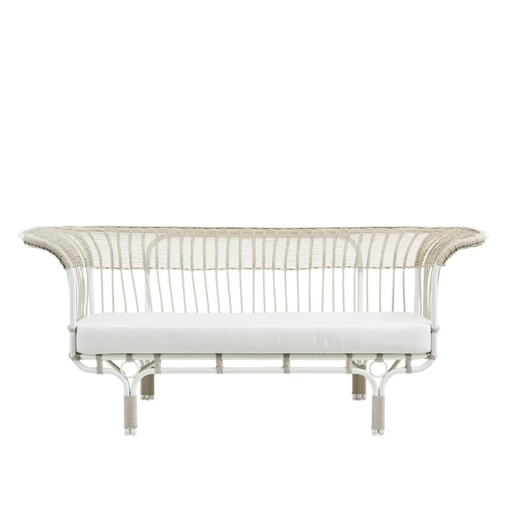 Modernes Weißes Outdoor-Sofa Aus Alu-Rattan - Gartensofa Enna 1 Modernes Weißes Outdoor-Sofa Aus Alu-Rattan - Gartensofa Enna