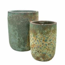 Outdoor Blumentopf 2er Set - Grün - Antik Look - Ferla