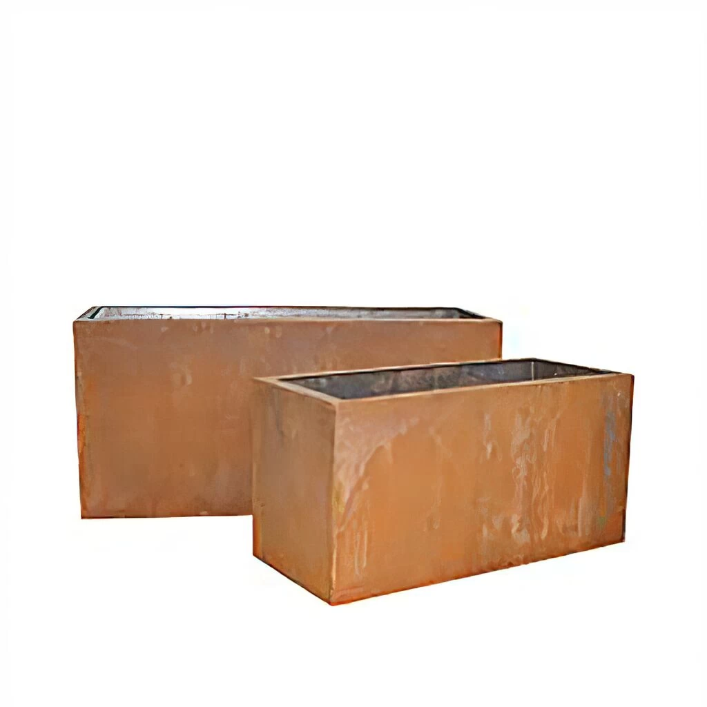 Outdoor Pflanzgefäße Eckig Aus Rost Metall - 2er Set - Kahului 1 Outdoor Pflanzgefäße Eckig Aus Rost Metall - 2er Set - Kahului