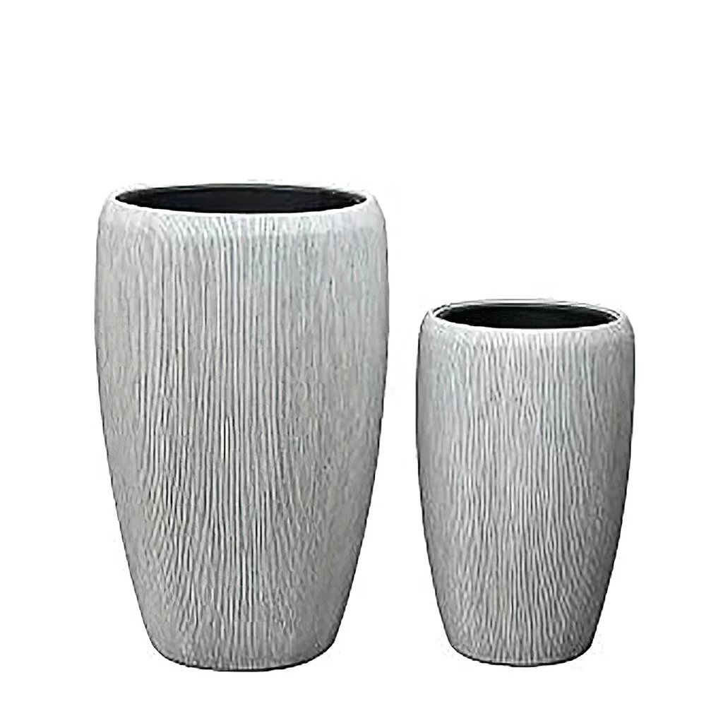 Outdoor Pflanzgefäße Im 2er Set - Modern - Polystone - Cetona 1 Outdoor Pflanzgefäße Im 2er Set - Modern - Polystone - Cetona