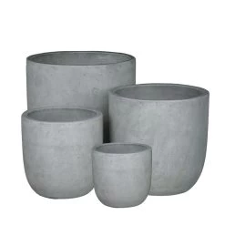 Outdoor Pflanztopf 4er Set - Glasfaser-Beton - Zement Grau - Nalani