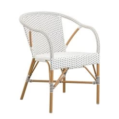 Outdoor Stapelstuhl Mit Armlehnen In Weiß Und Hellbraun - Gartensessel Mette