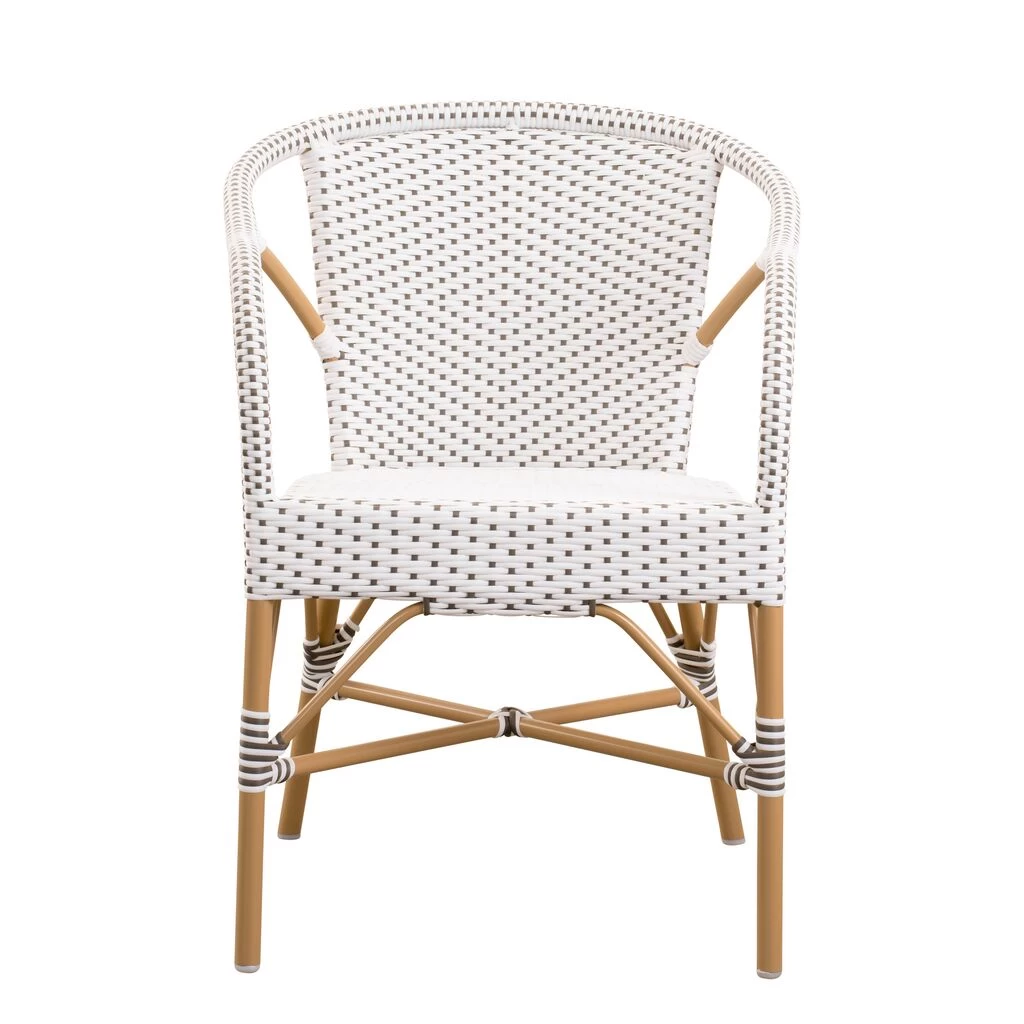 Outdoor Stapelstuhl Mit Armlehnen In Weiß Und Hellbraun - Gartensessel Mette 2 Outdoor Stapelstuhl Mit Armlehnen In Weiß Und Hellbraun - Gartensessel Mette – Bild 2