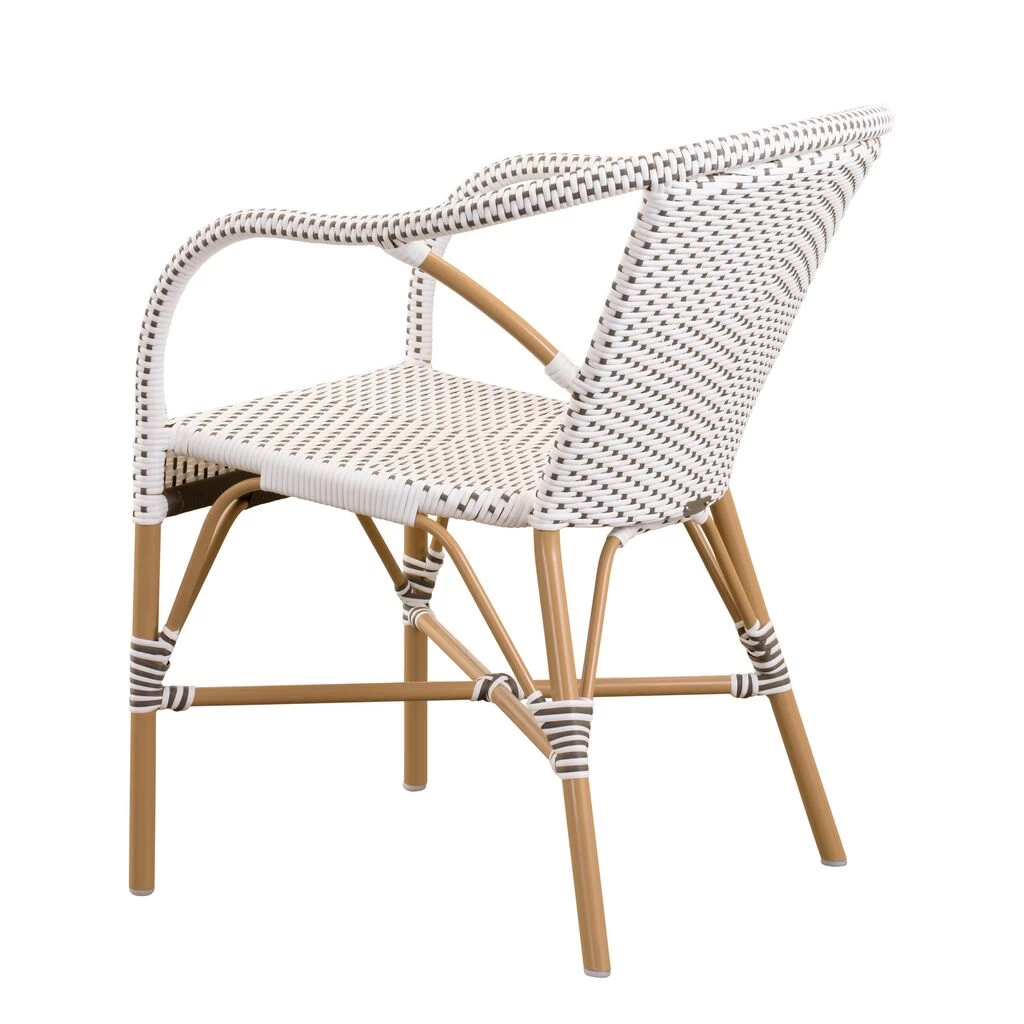 Outdoor Stapelstuhl Mit Armlehnen In Weiß Und Hellbraun - Gartensessel Mette 4 Outdoor Stapelstuhl Mit Armlehnen In Weiß Und Hellbraun - Gartensessel Mette – Bild 4