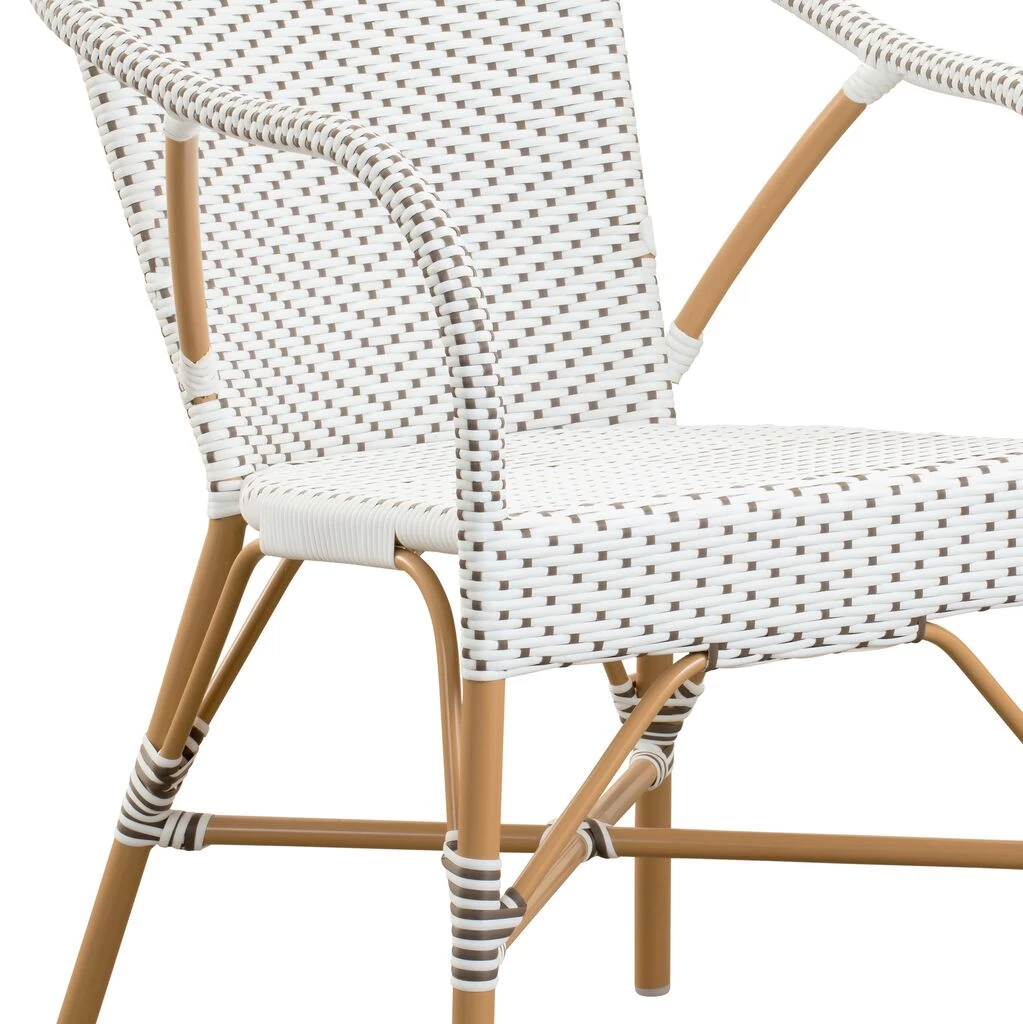 Outdoor Stapelstuhl Mit Armlehnen In Weiß Und Hellbraun - Gartensessel Mette 5 Outdoor Stapelstuhl Mit Armlehnen In Weiß Und Hellbraun - Gartensessel Mette – Bild 5