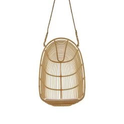 Ovaler Geflecht-Sessel Zum Aufhängen In Hellbraun Mit Seil - Hängesessel Erla